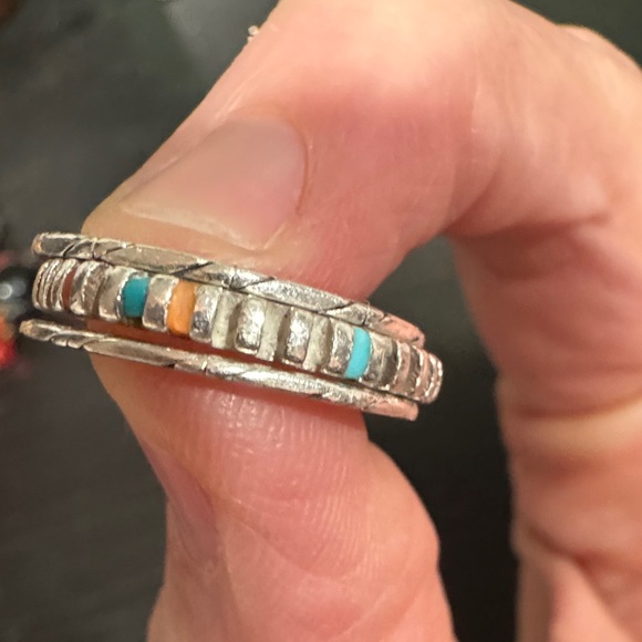 Silver Multicolor Inlay Ring - Picture 8 of 10
